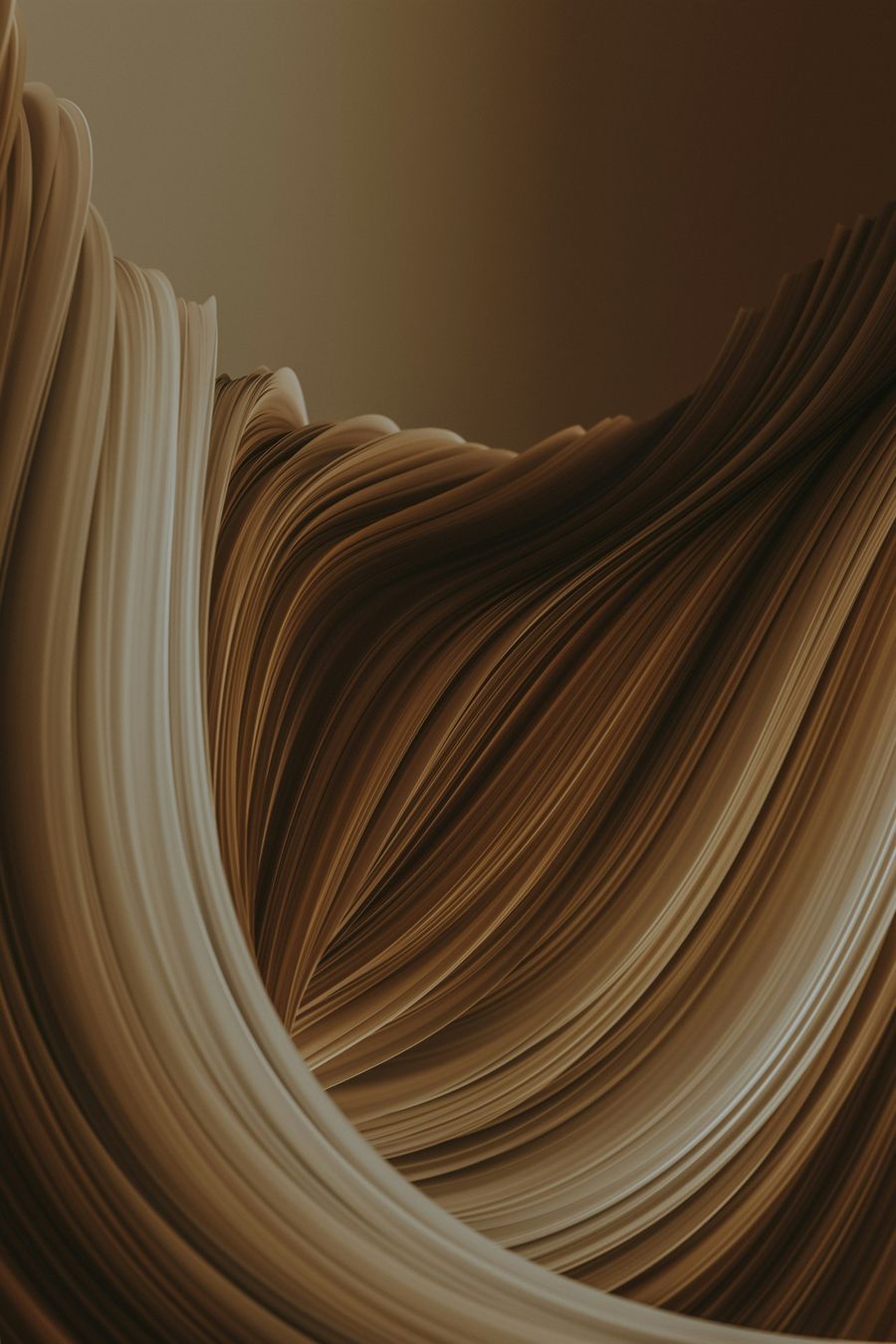 Abstract brown and cream flowing curves