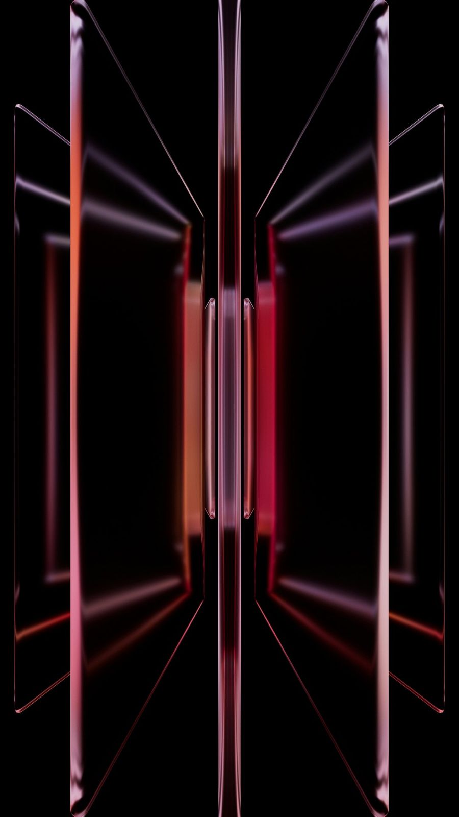 Abstract red and black glass panels
