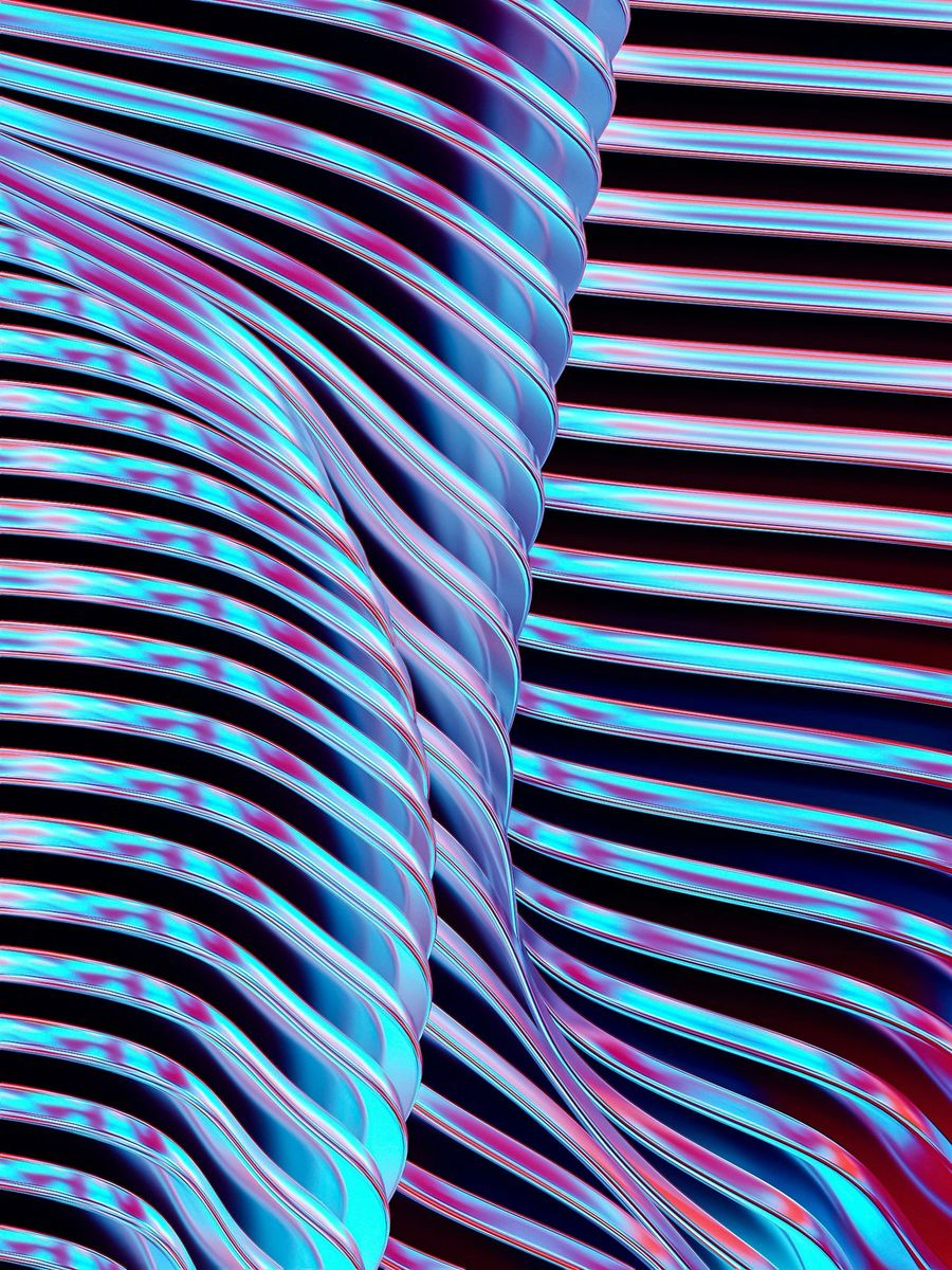 Abstract cyan and pink striped waves